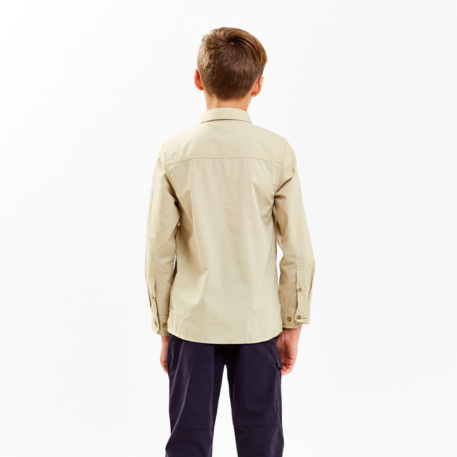 Oatmeal - Side - Craghoppers Childrens Boys Adventure Trek Long Sleeved Shirt