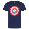 Blue - Front - Captain America Unisex Adults Distressed Shield Design T-Shirt