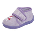Lilac - Back - Sleepers Childrens Girls Whiskers Touch Fastening Cat Bootee Slippers