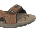 Brown - Back - PDQ Mens 3 Touch Fastening Pig Leather Sports Sandals