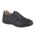 Black Action - Front - Boulevard Womens-Ladies Leather EEE Wide Touch Fastening Shoe