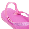 Fuchsia - Back - FLOSO Childrens Girls Plain Toe Post Flip Flops With Glitter Strap