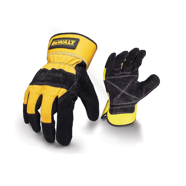 Black-Yellow - Front - DeWalt Rigger Pig Skin Leather Gloves