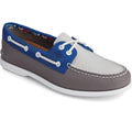 Grey-Blue-Red - Front - Sperry Mens Authentic Original Plushwave Leather Boat Shoes