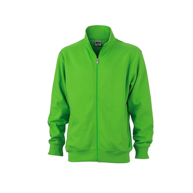 Lime Green - Front - James and Nicholson Unisex Workwear Sweat Jacket