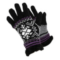 Black-Purple - Front - RockJock Womens-Ladies Knit Style Gloves