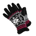 Black-Pink - Front - RockJock Womens-Ladies Knit Style Gloves