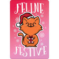 Pink-White-Orange - Front - Greet Tin Card Feline Festive Christmas Plaque
