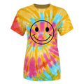Yellow-Red-Blue - Front - Grindstore Womens-Ladies Happy Hippy Rave Tie Dye T-Shirt
