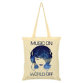 Cream - Front - Grindstore Music On World Off Tote Bag