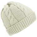 Cream - Front - Ladies-Womens Cable Knit Fleece Lined Winter Beanie Hat