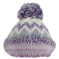 Purple-White - Back - Hawkins Collection Womens-Ladies Knitted Bobble Tam Hat