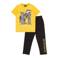 Black-Yellow - Front - Harry Potter Unisex Adult Mascot Hufflepuff Pyjama Set