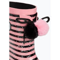 Black-Pink - Side - Hype Girls Striped Pom Pom Wellies