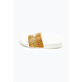 White-Yellow-Brown - Back - Hype Childrens-Kids Leopard Sliders
