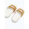 White-Yellow-Brown - Side - Hype Childrens-Kids Leopard Sliders