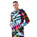 Multicoloured - Front - Hype Mens Scribble Logo Tie Dye Hoodie