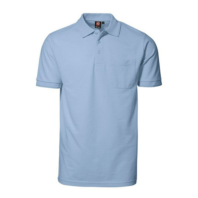 Light blue - Front - ID Mens Pro Wear Short Sleeve Regular Fitting Polo Shirt With Pocket