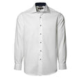 White - Front - ID Mens Classic Easy Iron Contrast Long Sleeve Regular Fitting Formal Shirt