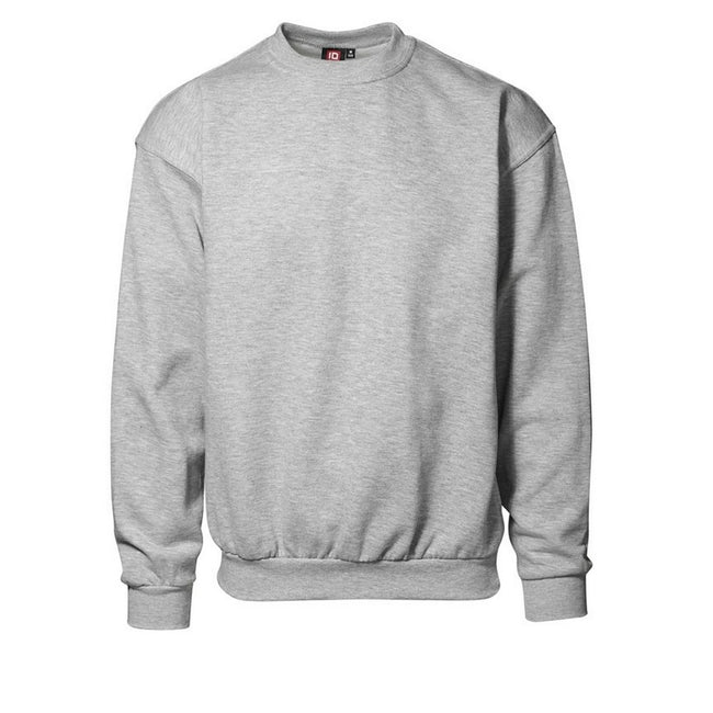 Grey melange - Front - ID Unisex Classic Loose Fitting Round Neck Sweatshirt