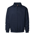Navy - Front - ID Mens Classic Loose Fitting Polo Neck Sweatshirt-Jumper