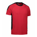 Red - Lifestyle - ID Mens Pro Wear Contrast Regular Fitting Short Sleeve Sports T-Shirt