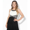 White-Black - Back - Krisp Womens-Ladies Contrast Diamante Evening Maxi Dress