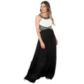 White-Black - Front - Krisp Womens-Ladies Contrast Diamante Evening Maxi Dress