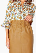 Tan - Pack Shot - Girls On Film Womens-Ladies Frill Waist Faux Leather Skirt