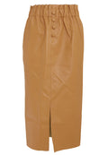 Tan - Front - Girls On Film Womens-Ladies Frill Waist Faux Leather Skirt
