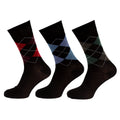 Black-Argyle - Front - Mens Premium Patterned Bamboo Socks (3 Pairs)