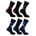 Multi-Red-Blue - Front - Pierre Roche Mens Premium Collection Pure Natural Argyle Bamboo Calf Socks (6 Pairs)