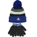 Blue-Black-Cream - Front - Playstation Childrens-Kids Bobble Hat And Gloves Set