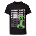 Black - Front - Minecraft Childrens-Kids Repeat Logo T-Shirt