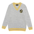 Grey - Front - Harry Potter Girls Hufflepuff House Knitted Jumper