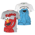 Heather Grey-White - Front - Sesame Street Boys Cookie Monster And Elmo T-Shirt (Pack of 2)