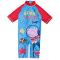 Blue-Red - Front - Peppa Pig Baby Boys Under Water George Pig One Piece Swimsuit
