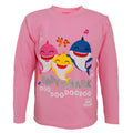 Pink - Front - Baby Shark Childrens-Girls Official Baby Shark And Family Glitter Long Sleeve Top