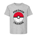 Grey Heather - Front - Pokemon Boys Trainer Pokeball T-Shirt