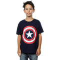Navy-Red - Back - Captain America Boys Distressed Shield T-Shirt