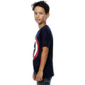Navy-Red - Side - Captain America Boys Distressed Shield T-Shirt