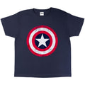 Navy-Red - Close up - Captain America Boys Distressed Shield T-Shirt