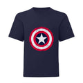 Navy-Red - Front - Captain America Boys Distressed Shield T-Shirt