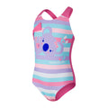 Pink-Blue-Purple - Back - Speedo Girls Koko Koala One Piece Swimsuit