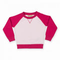 Pale Pink- Fuchsia - Front - Larkwood Baby Unisex Contrast Raglan Sweatshirt
