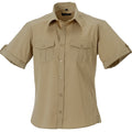 Khaki - Front - Russell Collection Mens Short - Roll-Sleeve Work Shirt