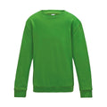 Lime Green - Front - AWDis Just Hoods Childrens-Kids Plain Crew Neck Sweatshirt