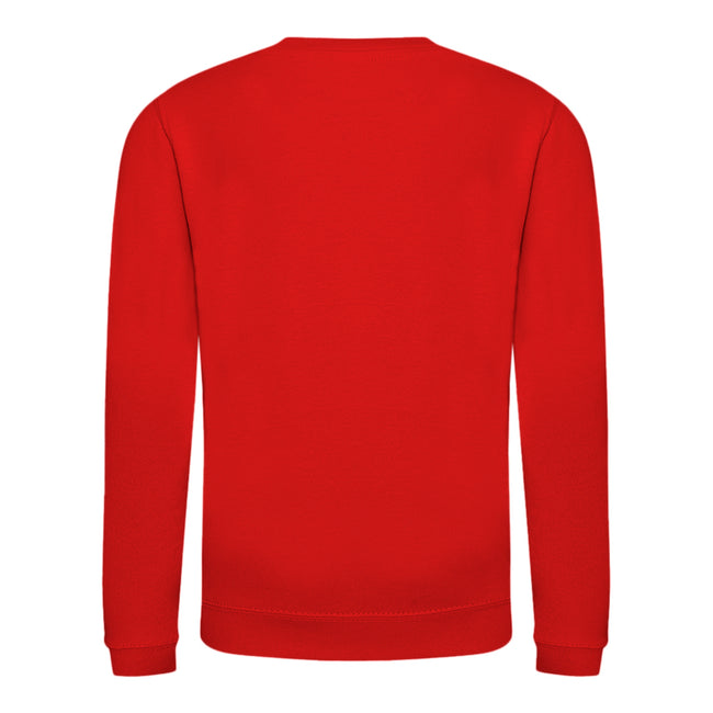 Fire Red - Pack Shot - AWDis Just Hoods Childrens-Kids Plain Crew Neck Sweatshirt