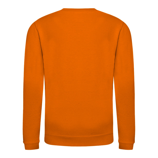 Orange Crush - Back - AWDis Just Hoods Childrens-Kids Plain Crew Neck Sweatshirt
