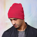 Shocking Pink - Back - Nutshell Adults Unisex Knitted Turn-Up Beanie